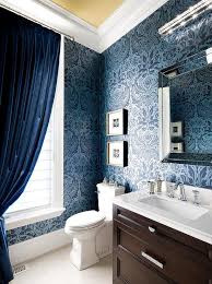 Check out our bathroom wallpaper selection for the very best in unique or custom, handmade pieces from our wallpaper shops. Silver And Blue Damask Wallpaper For Powder Rooms Traditional Bathroom