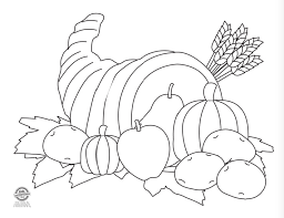 At thanksgiving, people fill the cornucopia (also called the horn of plenty) with fruits, vegetables, and various foods to symbolize an abundant harvest. Festive Thanksgiving Coloring Pages For Kids Kids Activities Blog