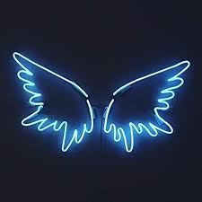 Queen Sense 14 Angel Wings Blue Neon Sign Acrylic Handmade Man Cave Beer Pub Bar Wall Decor Lamp Li Blue Aesthetic Dark Blue Neon Lights Blue Wallpaper Iphone