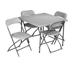 Light Gray Resin 5 Piece Folding Table And Chair Set Card Table And Chairs Folding Table Table And Chair Sets