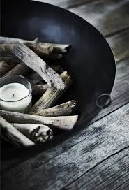 A Candle And Wood In A Black Bowl Home And Family Nature Inspiration Ikea