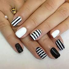Black And White Striped Nails Halloween Black And White And Everything In Between Striped Nails Cute Nails Simple Nails