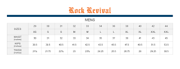 Womens Rock Revival Jeans Size Chart
