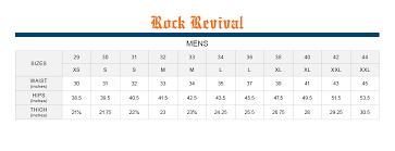 womens rock revival jeans size chart