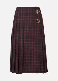 Bleu Marine Jupe Plissee En Laine A Carreaux Burberry In 2020 Wolford Bodysuit Wool Skirts Skirts