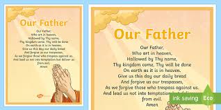 Sign up for free today! Our Father Poster Teacher Made