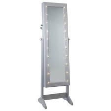 Gfw Amore Freestanding Mirror With Jewellery Storage Led Lights Grey