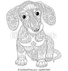Color online with this game to. Dachshund Puppy Dog Coloring Page Of Dachshund Puppy Dog Freehand Sketch Drawing For Adult Antistress Coloring Book In Canstock
