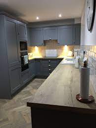 Maybe you would like to learn more about one of these? Grey Painted Solid Wood Shaker With Wooden Effect Laminate Worktops Grey Shaker Kitchen Kitchen Renovation Inspiration Laminate Worktop