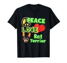 Amazon Com Rat Terrier Shirt Peace Love Rat Terrier Dog