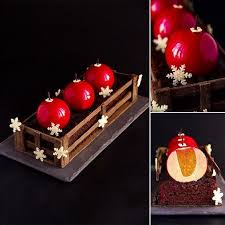 Buche De Noel Shristmas Box Composition The Base Chocolate Sponge Cake Cherry Confit The Balls Mousse W Chocolate Sponge Cake Sponge Cake Buche De Noel