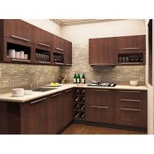 Warm, rich and perfectly coordinated with clean, white kitchen aesthetics, walnut is another wood that's popping up in more modern kitchen cabinet designs. Wooden L Shape Mdf Designer Modular Kitchen Warranty 5 10 Years Rs 95000 Unit Id 22025323491