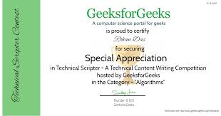 Come on in and hunker down for the long haul. Certificates Geeksforgeeks
