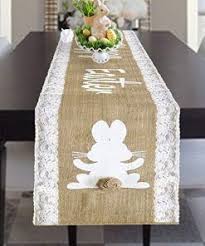 Mosoan Easter Table Runner 14 X 108 Inch Burlap And Lace Table Runner For Easter Table Decorations Happy Easter Wall S Furniture Decor Easter Table Decorations Easter Table Runners Rustic Table Runners