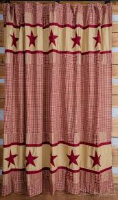Black And Tan Primitive Shower Curtain Jamestown Burgundy Shower Curtain In 2020 Primitive Shower Curtains Primitive Bathroom Decor Primitive Bathrooms