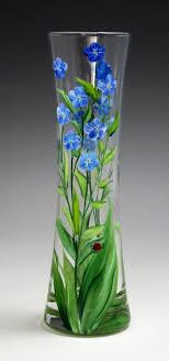 Selena Forget Me Not Vase Glass Painting Designs Painted Glass Vases Wine Glass Art