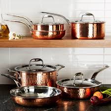 Lagostina Martellata Hammered Copper 10 Piece Cookware Set Reviews Crate And Barrel Copper Cookware Set Cookware Set Lagostina