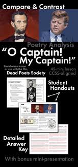 O Captain My Captain Walt Whitman Poetry Analysis American Literature Ccss Teaching Poetry American Literature Language Arts Classroom