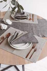 Natural Linen Placemats Set Modern Linen Place Mats Set Of 2 Natural Grey Linen Placemats For Holiday Season Wedding Or Everyday Dining Linen Placemats Modern Linens Modern Placemats