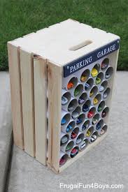 Takara tomy tomica super auto car garage parking not complete. Diy Wooden Crate Storage And Display For Hot Wheels Cars Frugal Fun For Boys And Girls