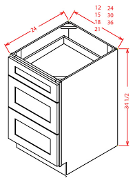 Pearl Glaze 33 W 3 Drawer Base Cabinet