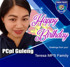 Happy Birthday, PCpl Rishel B Guleng 🥳🥳 We wish you Good health and More  Blessings☺️☺️☺️ Stay Safe as Always!!!! From Teresa MPS Family