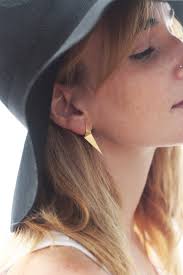 Long Triangle Earrings, Folded Earrings, Geometric Studs, Triangle Studs,  Gold Geometric Earrings, Statement Earrings, Triangular Studs