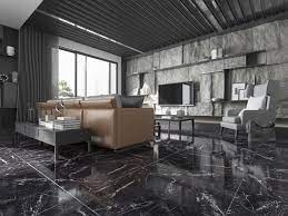 Use black wall paint to make a living room feel like a cozy cocoon. Black 600 X 600mm Polished Ceramic Floor Tile Living Room Tiles Black Floor Tiles Floor Tile Design