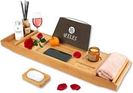 Free shipping on eligible items. Amazon Com Ifeles Bamboo Bathtub Caddy Tray For Tub With Bath Accessories Bath Tray Table Caddy With Bath Book Stand Wood Bath Caddy Tray In Bathroom Natural Kitchen Dining