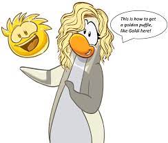 Go to the costume trunk catalog at the stage and look at page 2. How To Get A Golden Puffle Club Penguin Online News
