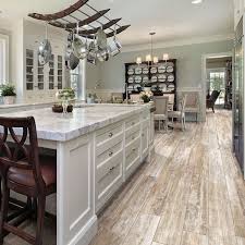 Traditional Meets Modern Kitchen With Wood Plank Porcelain Tile Djoeke Floor Decor Housetre Wood Tile Floor Kitchen Kitchen Flooring Beach House Kitchens