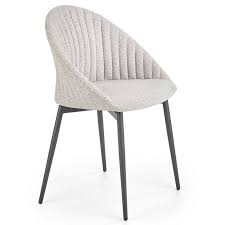 Elle se distingue généralement par un design original avec dossier haut ou accoudoirs volumineux et fait partie intégrante de votre décoration. Chaise De Salle A Manger Design Grise Avec Pietement En Acier Noir