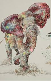Sophie Standing Textile Art Elephant Art Textile Art Animal Art