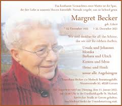 Traueranzeigen von Margret Becker
