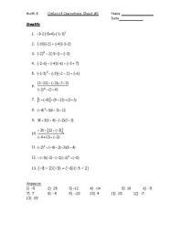 Sheets that focus on specific skills such as parentheses and exponents. Order Of Operations Integers Worksheets With Answers Order Of Operations With Integers