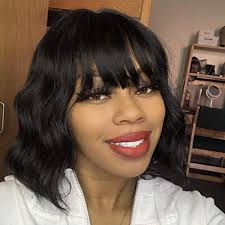 With this particular cut, however, the height is the name of the game, with soft, amber tendrils topping the body of tight bouncy curls. Buy Entranced Styles Short Curly Wavy Bob Wigs For Women Black Wig With Bangs Synthetic Heat Resistant Fiber Wig Online In Indonesia B082vslstc