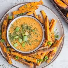 I estimate about 1 large sweet potato per person. Crispy Baked Sweet Potato Fries With Chipotle Dipping Sauce The Roasted Root