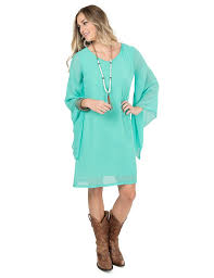 Rock 47 By Wrangler Women S Turquoise With Long Bell Sleeve Dress Dresses Cowgirl Dresses Western Dresses For Women