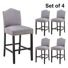 Amazon Com Yeefy 30 Button Tufted Fabric Barstools Dining High Bar Height Side Chairs Set Of 4 Gray Kitchen Dining Bar Stools Side Chairs Dining Chairs