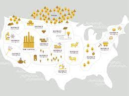A hunger games map placed in a big overgrown city. This Hunger Games Panem Map Will Help You Find Out Which District You Live In Photo