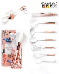 Black And Gold Kitchen Utensils White And Rose Gold Cooking Utensils Set With Holder 16 Piece Kitchen Utensil Set With In 2020 Rose Gold Kitchen Gold Kitchen Utensils Rose Gold Kitchen Accessories