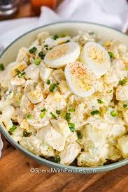 Deviled Egg Potato Salad Is A Combination Of Two Potluck Classics Potato Salad And Devi In 2020 Southern Potato Salad Deviled Egg Potato Salad Salad With Sweet Potato
