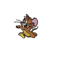 3X3" Jerry mouse embroidered IRON On Sew On Patch applique running from Tom  cat in Tom and Jerry cartoon comedy trickster