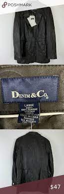 Denim Co Qvc Womens Sz L Jacket Faux Leather Denim Co Jacket Buttons Denim Company