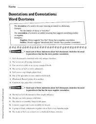 The Power Of Prose Denotations And Connotations This Simple Exercise Reminds Me Just How Import Language Arts Worksheets Connotation 6th Grade Worksheets