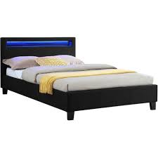 Bett 120x200 mit matratze und lattenrost. Polsterbett Satoka Mit Led 120x200 Cm Schwarz Inkl Lattenrost