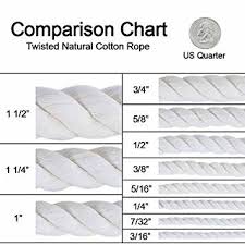 macrame cotton rope sizing comparison chart 3 16 inches 7