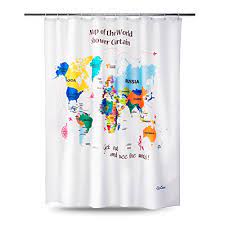 Easy returns · everyday free shipping* · 5% rewards with club o World Map Shower Curtain For Kids Sallonor White Fabric Mildew Resistant Kids Shower Curtains Map Of The World For The Bathroom Tub 71 X 71 Inches Buy Online In Dominica At