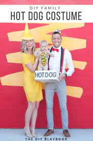 Diy Hot Dog Halloween Costume For The Whole Family The Diy Playbook Hot Dog Halloween Costume Dog Halloween Dog Halloween Costumes