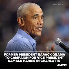 Former President Obama will encourage early voting and show support for  Vice President Kamala Harris, officials said.  https://www.wcnc.com/article/news/local/obama-to-campaign-charlotte-for-vp-harris/275-11db6ce0-681b-4a84-add6-97c5b97904c1